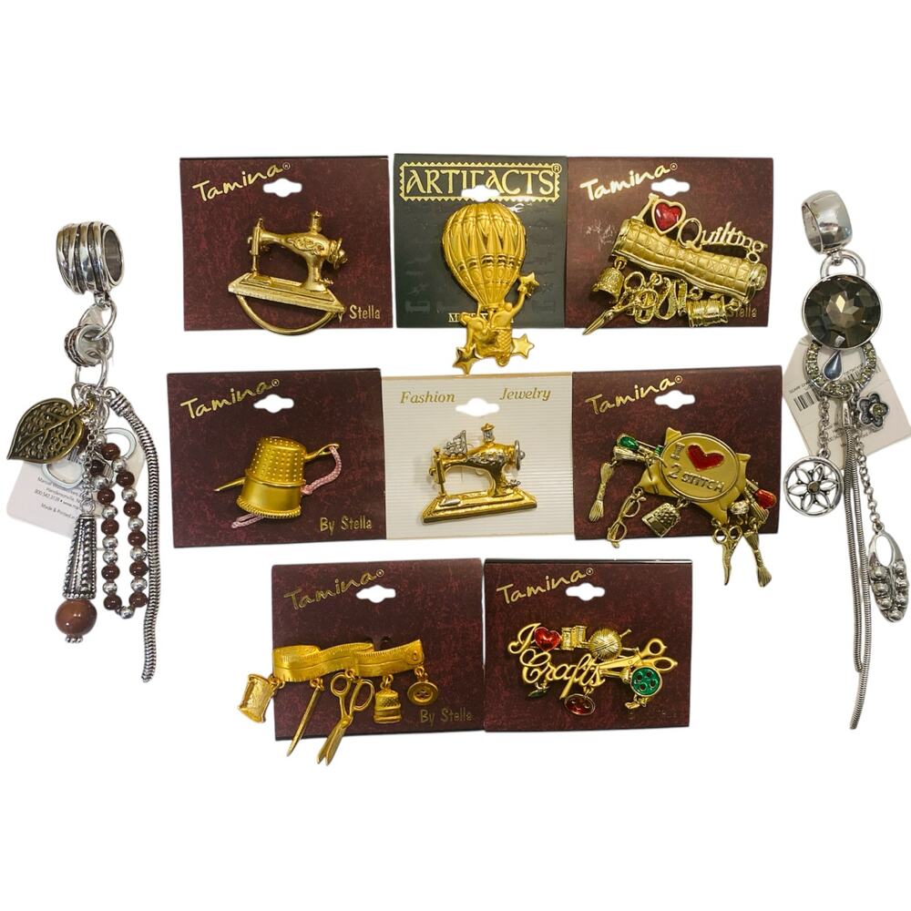Stella Wholesale Lot 10 Sewing Machine Brooches Eyeglass Holder Pins Craft Gift